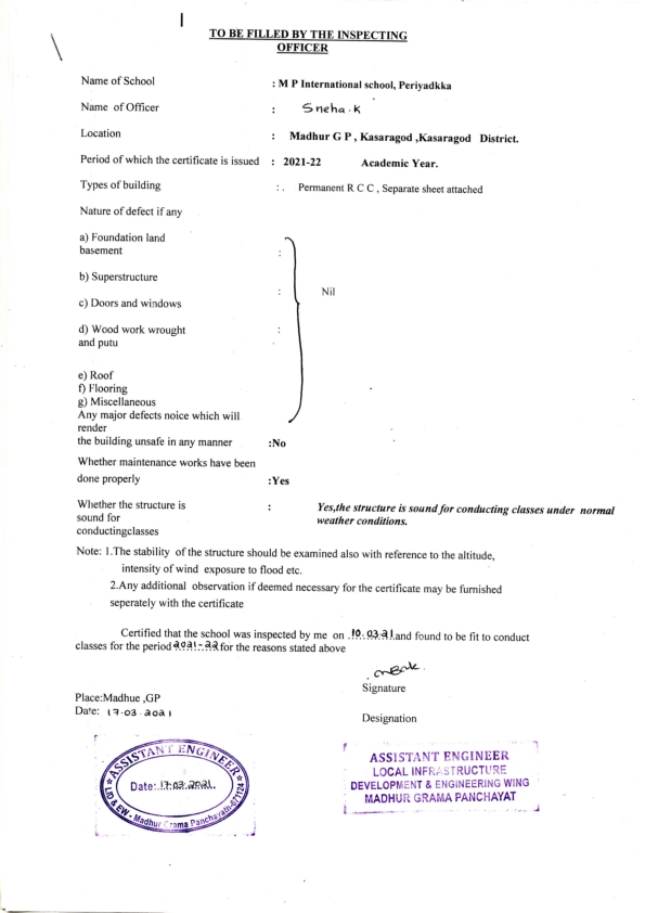 5.Building Safety Certificate MP INTERNATIONAL SCHOOL