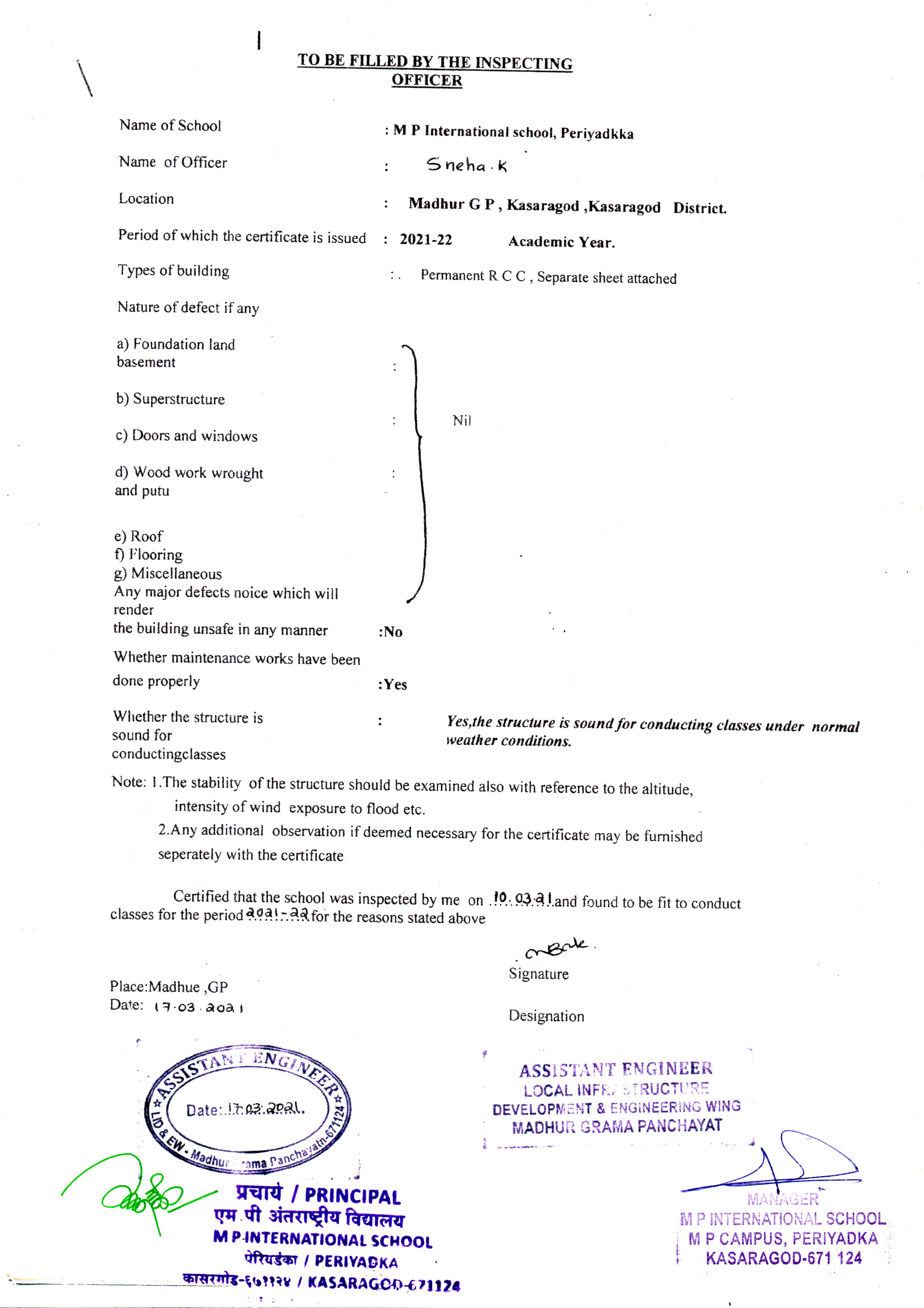 5.Building Safety Certificate MP INTERNATIONAL SCHOOL